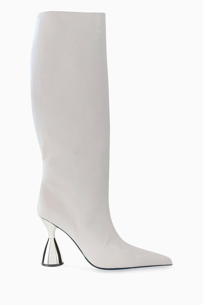 

Verner Knee Boots in Leather, White