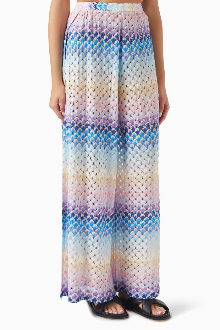

Coverup Wide-leg Pants in Laminated Lace, Multicolour