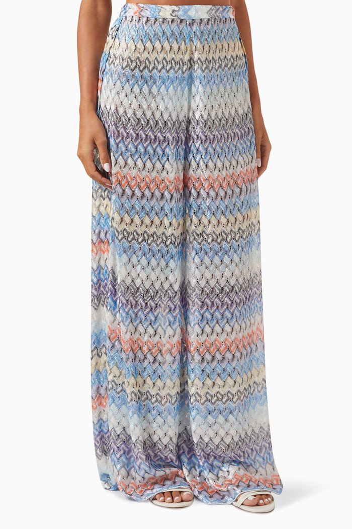 

Coverup Wide-leg Pants in Laminated Lace, Multicolour