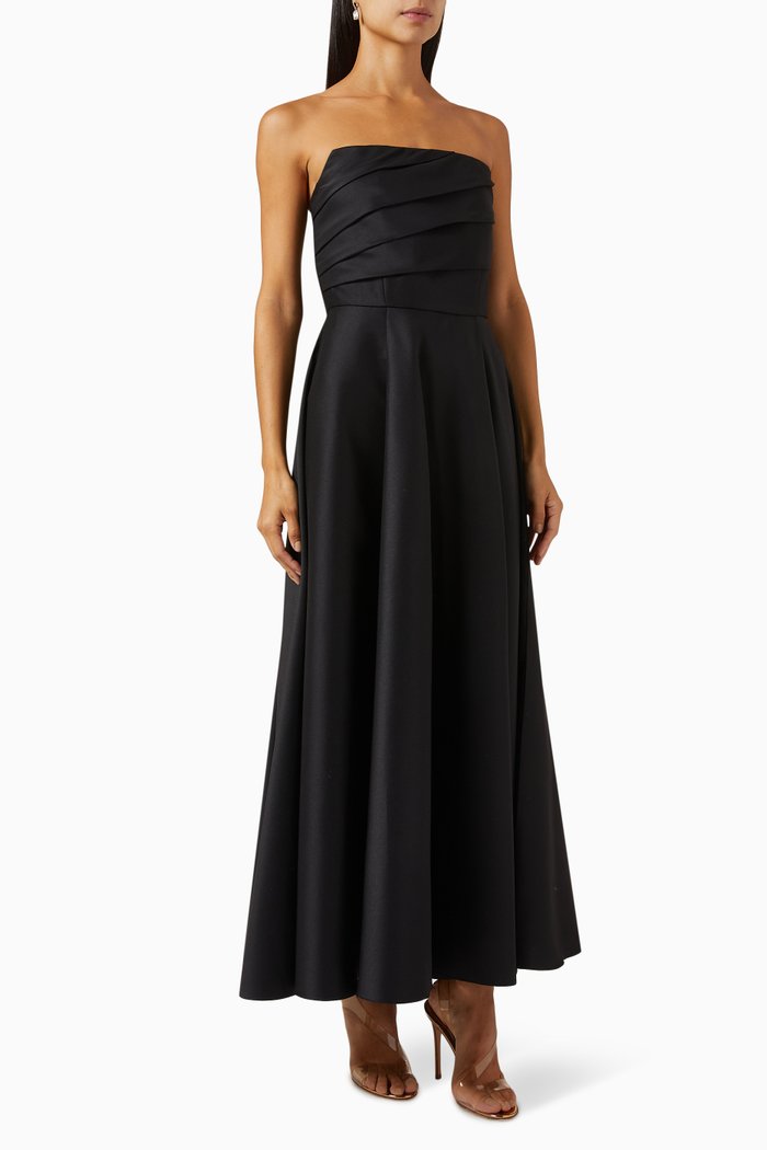 

Strapless Dress in Satin, Black
