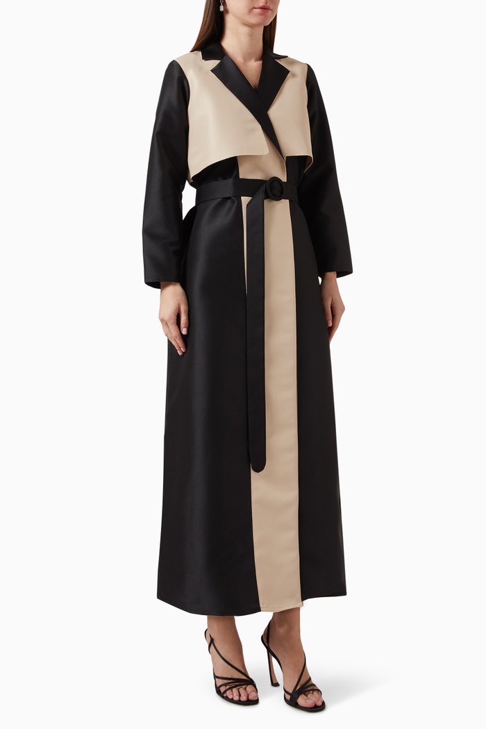 Jacket-style Abaya in Satin, Black