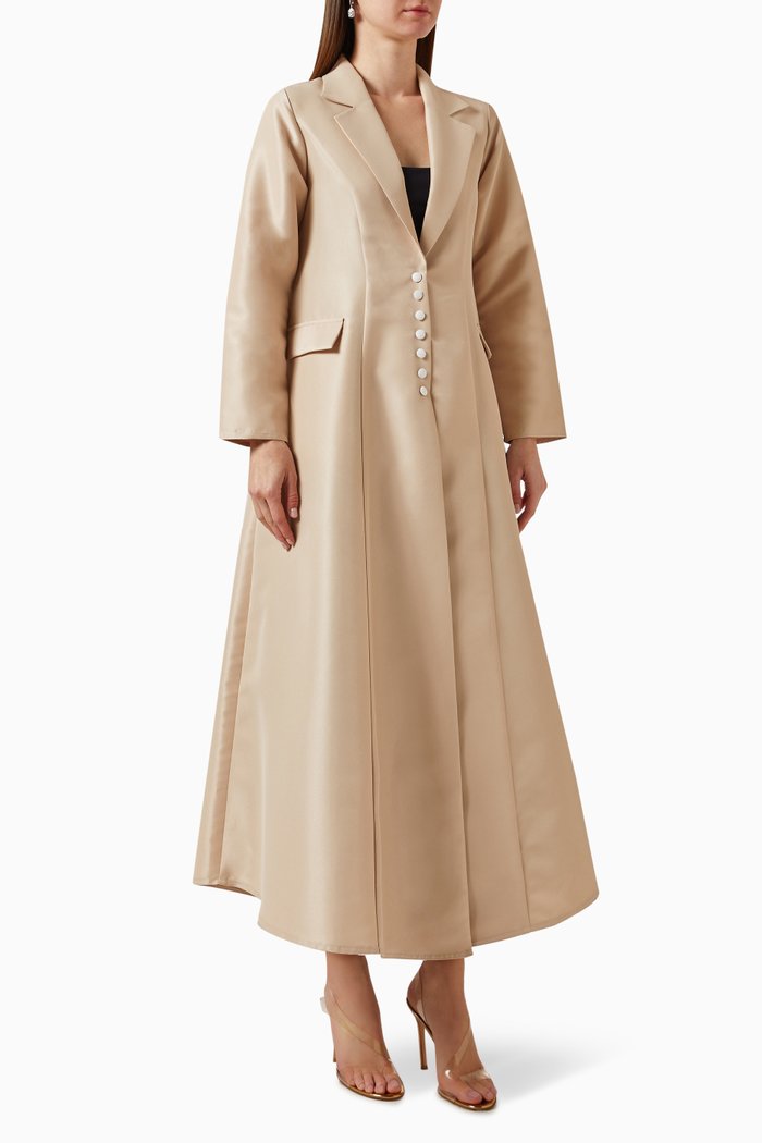 

Coat-style Abaya in Satin, Neutral
