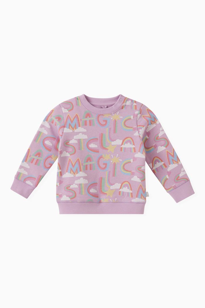

Rainbow-print Sweatshirt in Organic Cotton, Pink