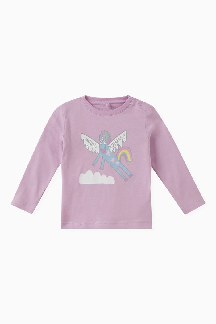 

Unicorn-print T-shirt in Cotton, Pink