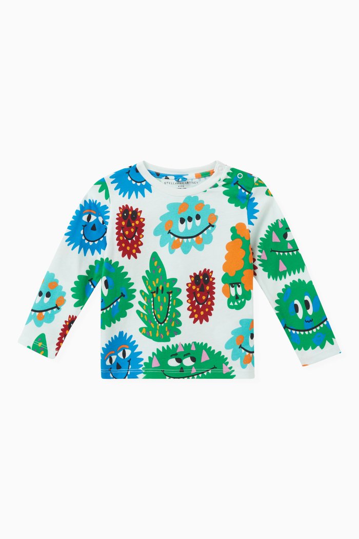 

Monster Print T-shirt in Cotton, Neutral