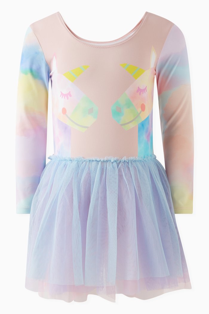 

Unicorn-print Tulle Dress, Pink