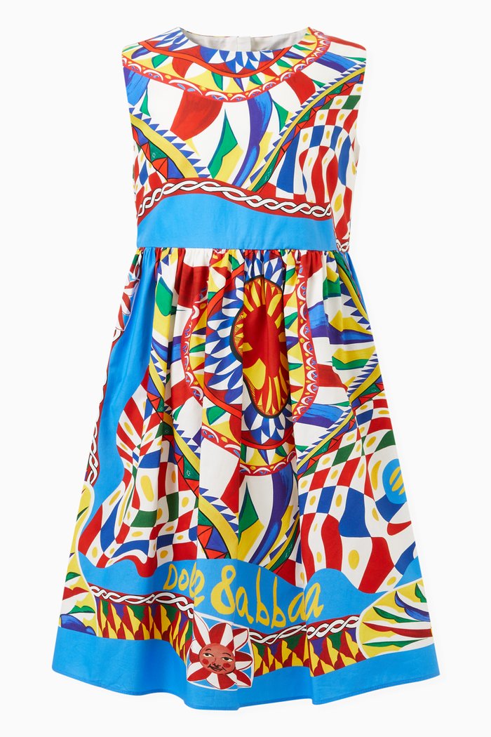 Carretto Print Dress in Cotton Poplin, Multicolour