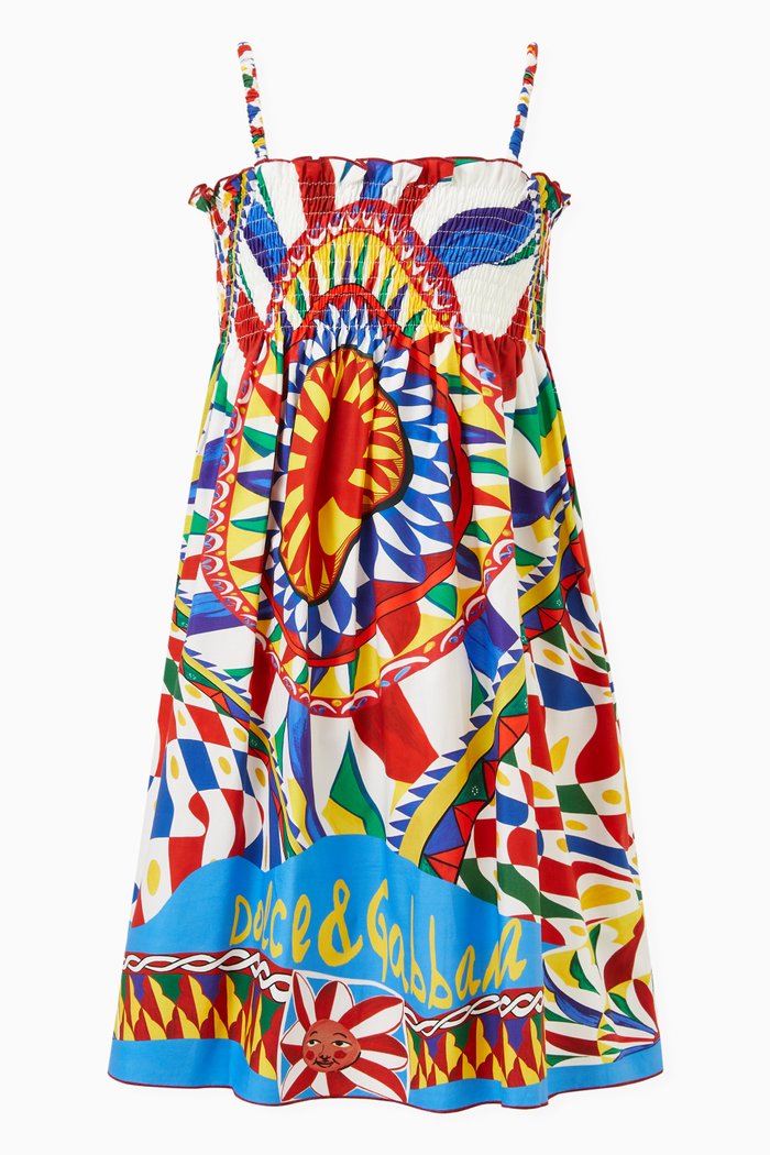 

Carretto Print Sun Dress in Cotton Poplin, Multicolour