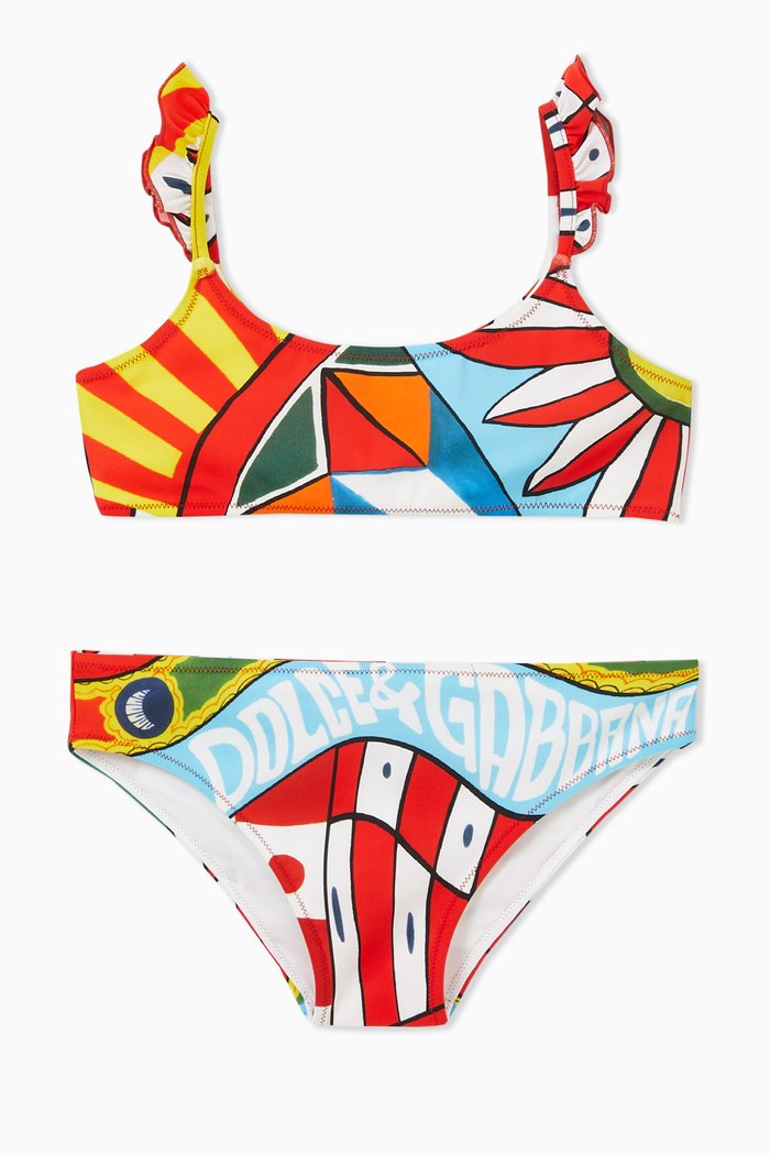 

Carretto Print Two-piece Bikini Set in Stretch Nylon, Multicolour