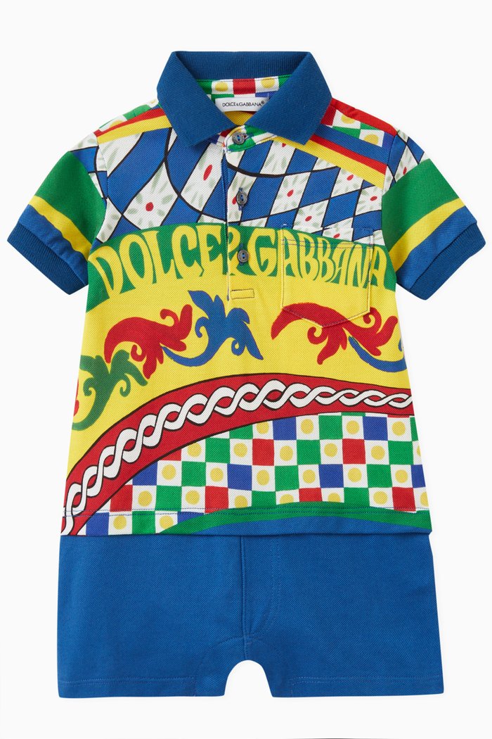 

Carretto Print Romper in Cotton, Multicolour