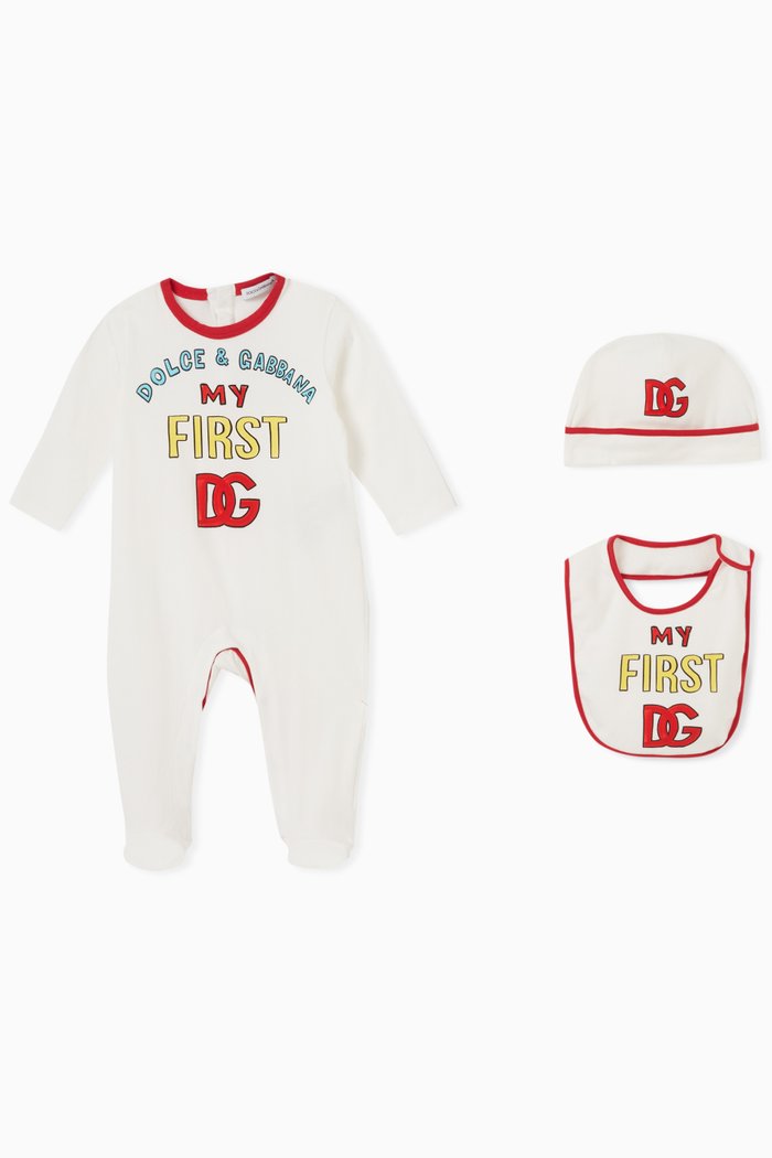 

Logo-print Sleepsuit Set in Cotton, White