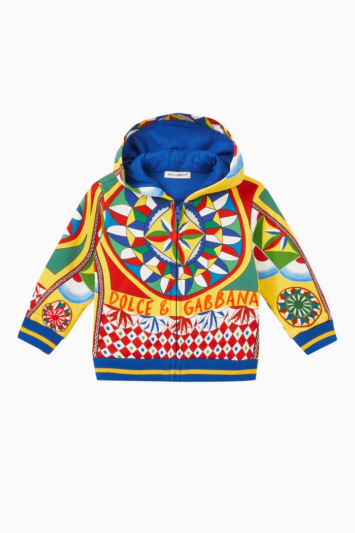 Carretto Print Hoodie in Cotton Jersey, Multicolour