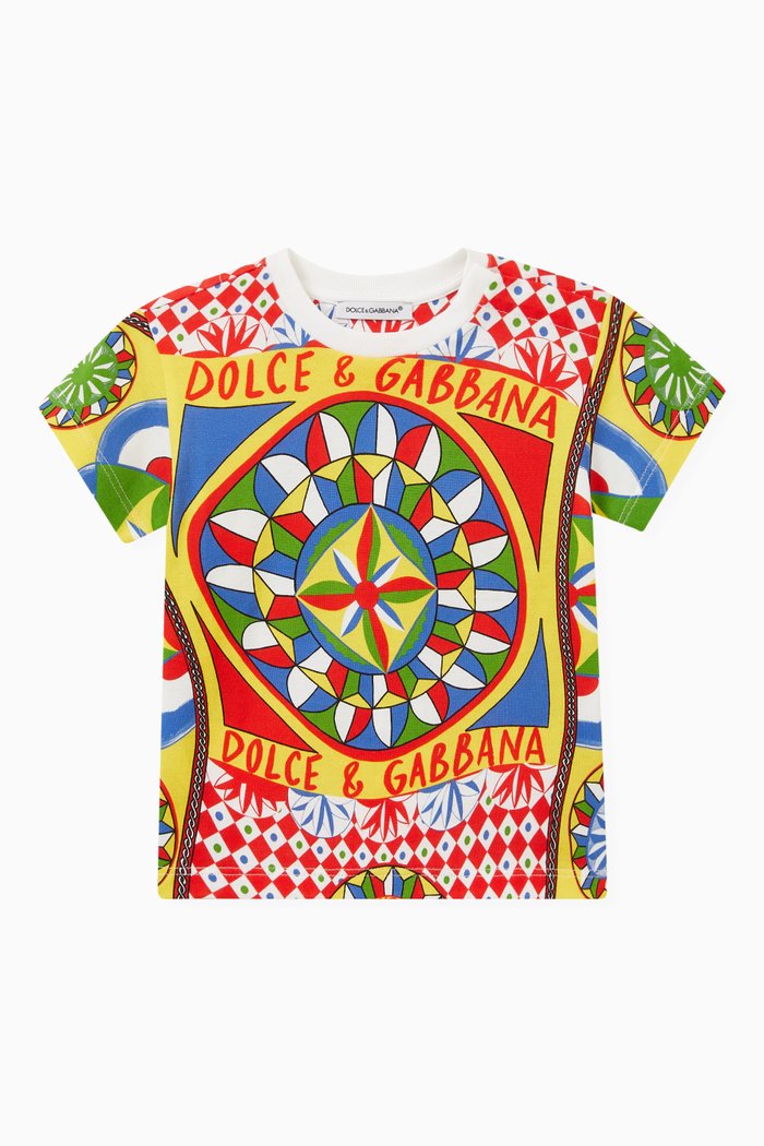

Carretto Print T-shirt in Cotton Jersey, Multicolour