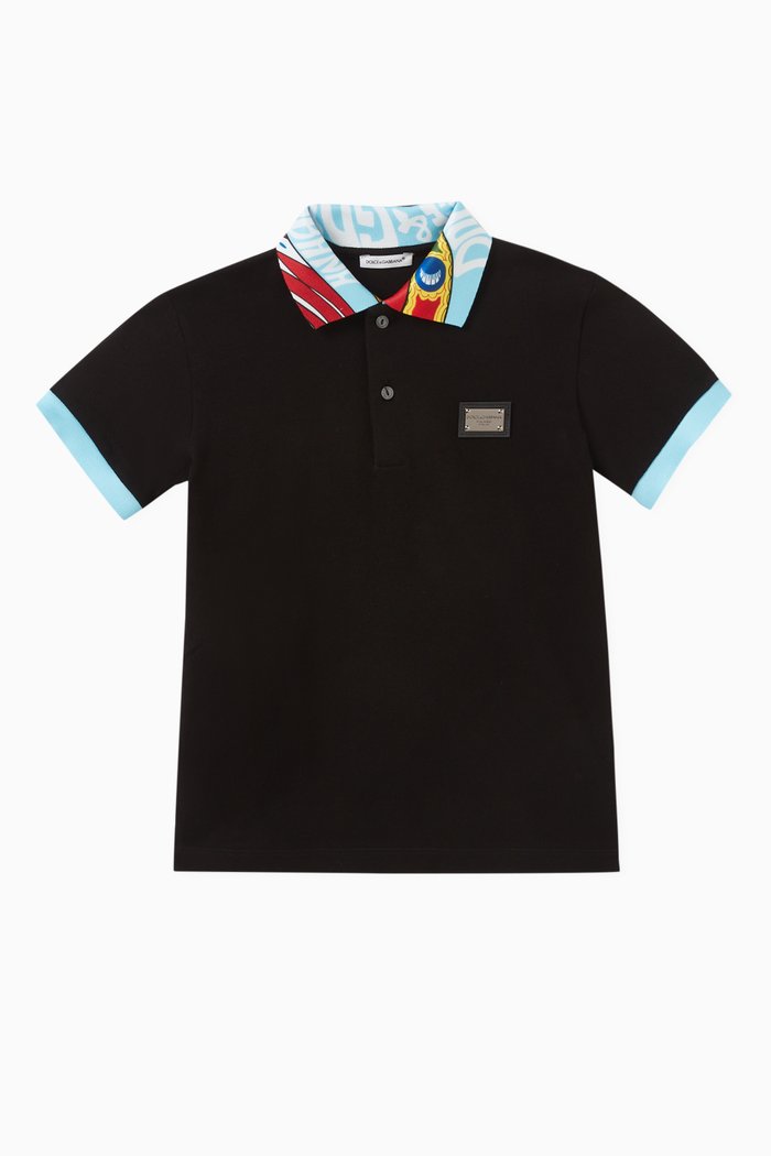 

Logo-plaque Polo Shirt in Cotton-piqué, Black