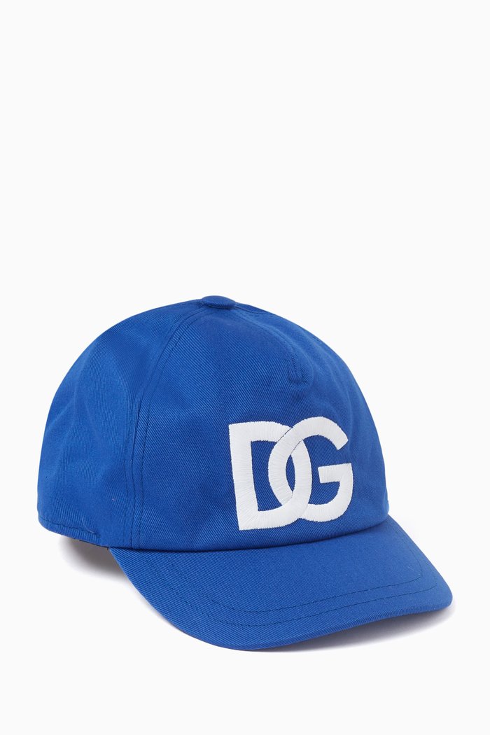Logo Baseball Cap in Cotton, Blue
