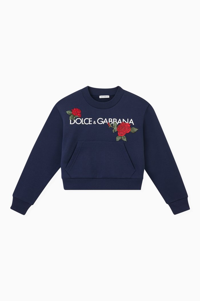 

Rose Logo Sweatshirt in Cotton Jersey, Blue