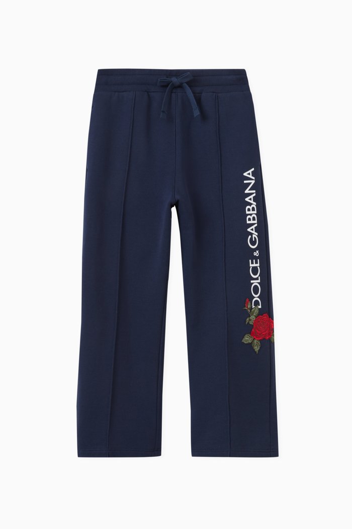 

Rose Print Sweatpants in Jersey, Blue
