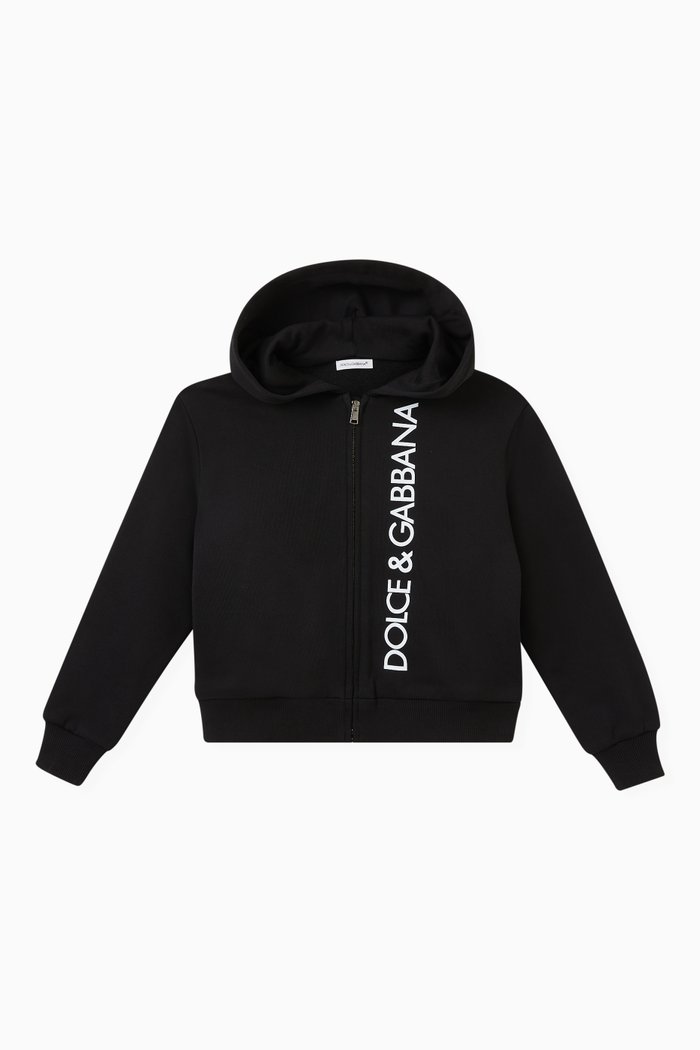 

Logo Hoodie in Cotton Jersey Fleece, Black