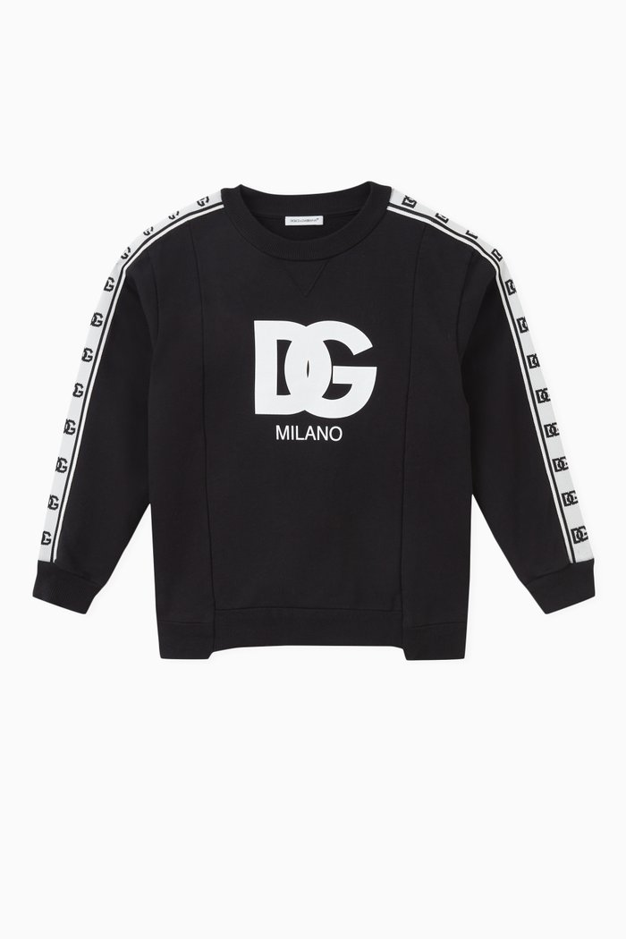 

Log Print Sweatshirt in Cotton, Black