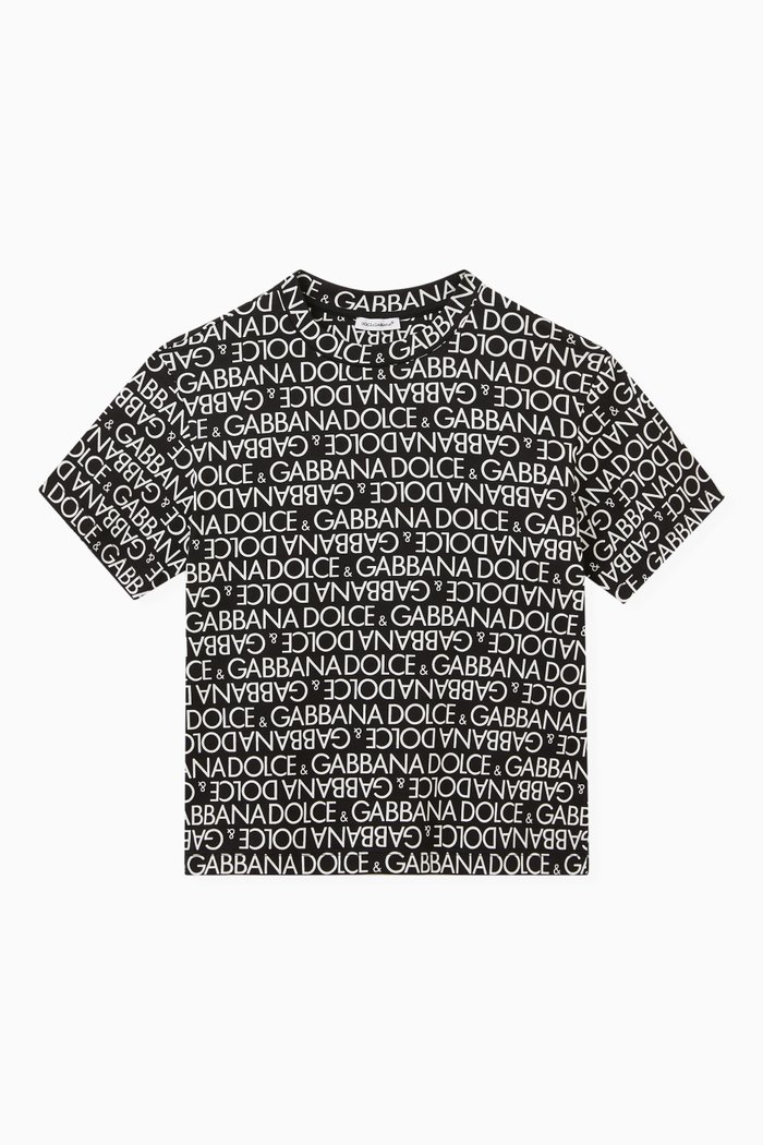 Logo Print T-shirt in Cotton Jersey, Black
