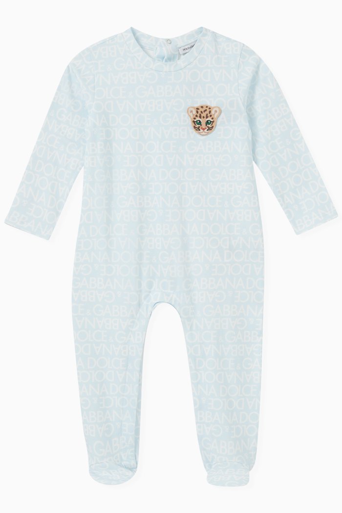 

Cub-detail Logo Sleepsuit in Cotton, Blue