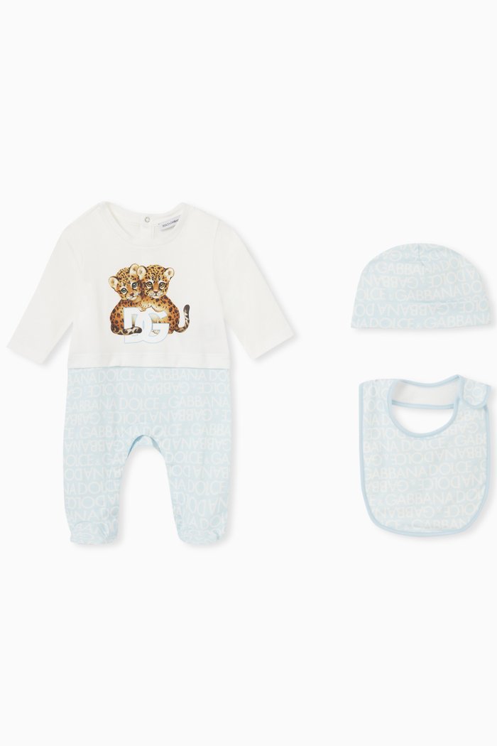 

Logo-print Sleepsuit Set in Cotton, Multicolour