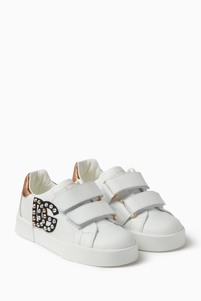 Embellished-logo Sneakers in Nappa, White