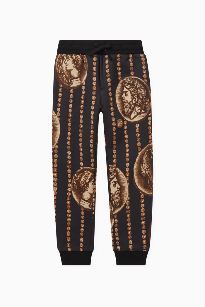 

All-over Coin-print Joggers in Cotton-jersey, Black
