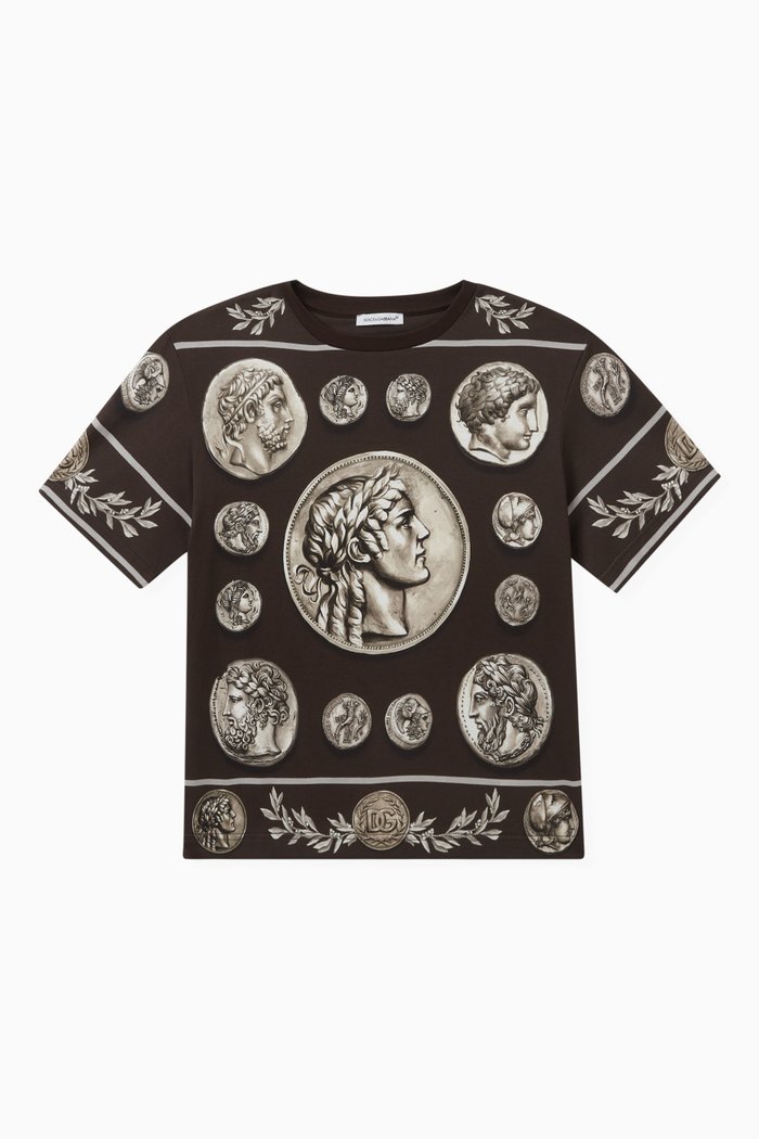 

All-over Coin-print T-shirt in Cotton-jersey, Black