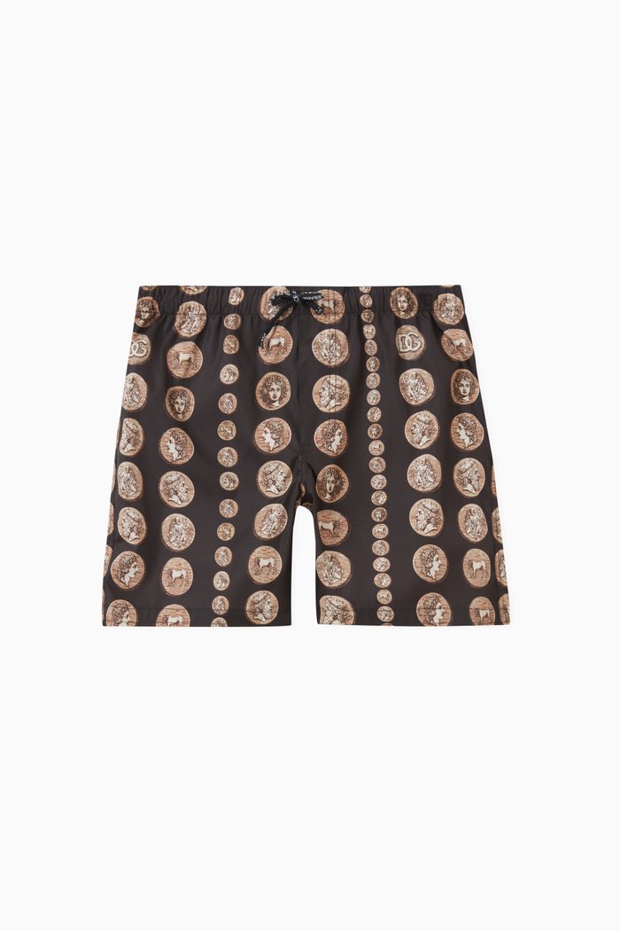 

Coin Print Swimshorts in Nylon, Black