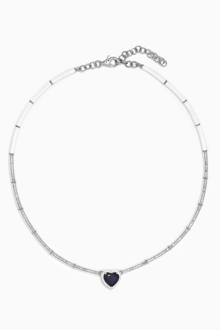 

The Enamoured Diamond & Sapphire Necklace in 18kt White Gold