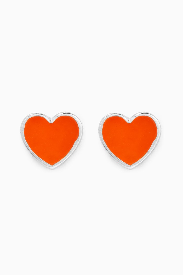 

Mini Heart Enamel Stud Earrings in 18kt White Gold