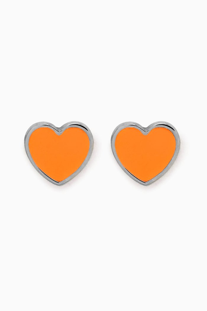 

Heart Enamel Stud Earrings in 18kt White Gold