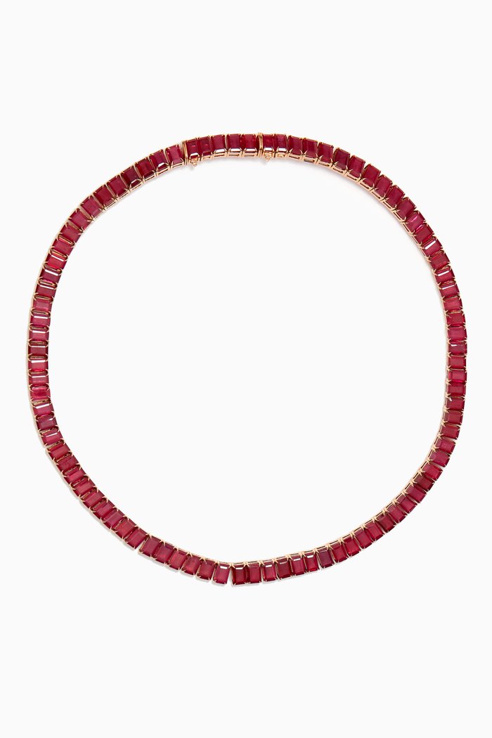 Ruby Tennis Necklace in 18kt Rose Gold