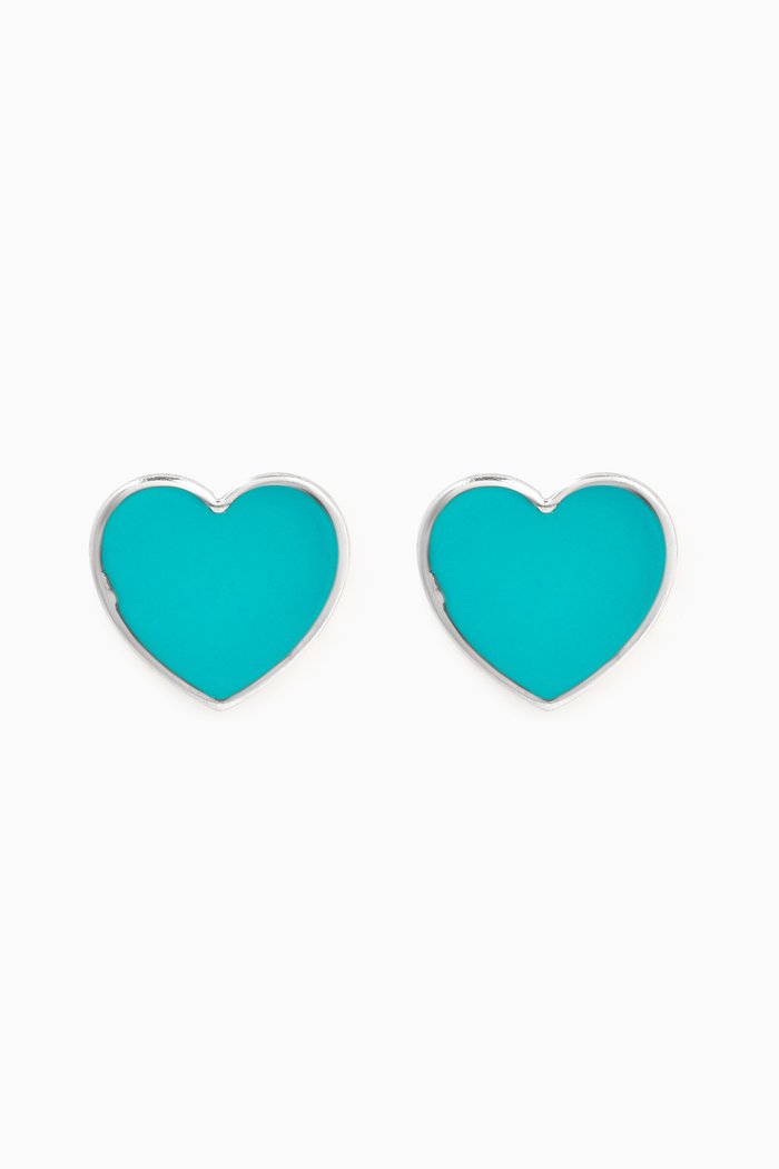 

Heart Enamel Stud Earrings in 18kt White Gold