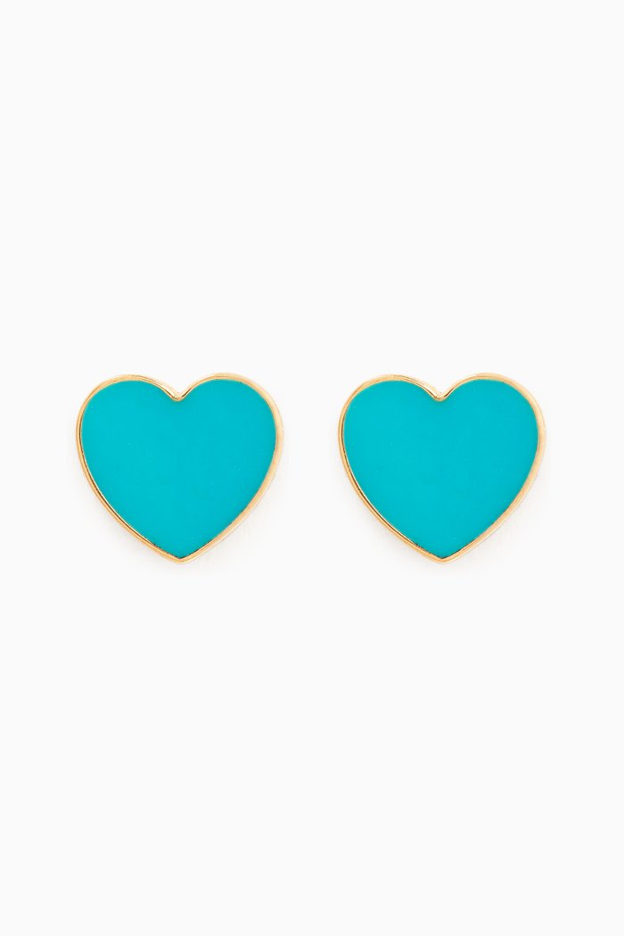 

Heart Enamel Stud Earrings in 18kt Gold, Yellow
