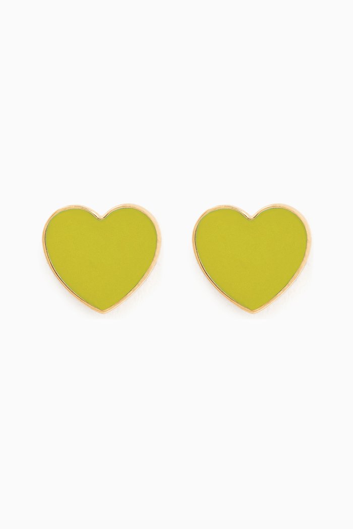 

Heart Enamel Stud Earrings in 18kt Yellow Gold