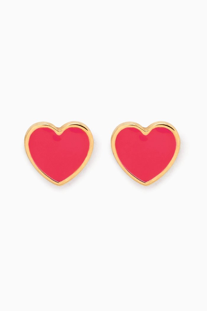 

Heart Enamel Stud Earrings in 18kt Yellow Gold