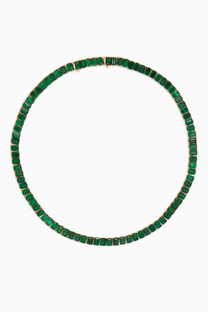 

Emerald Tennis Necklace in 18kt Gold, Yellow