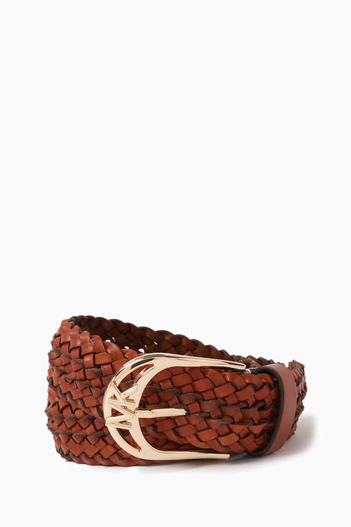 

Belt in Woven Leather, Brown