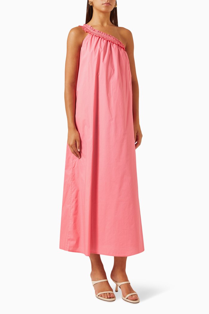 

Ryan One-shoulder Maxi Dress in Cotton, Pink