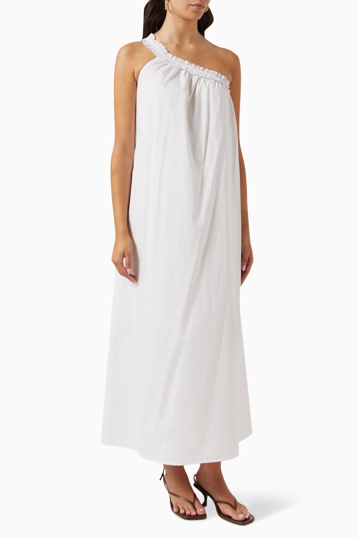 

Ryan One-shoulder Maxi Dress in Cotton, White