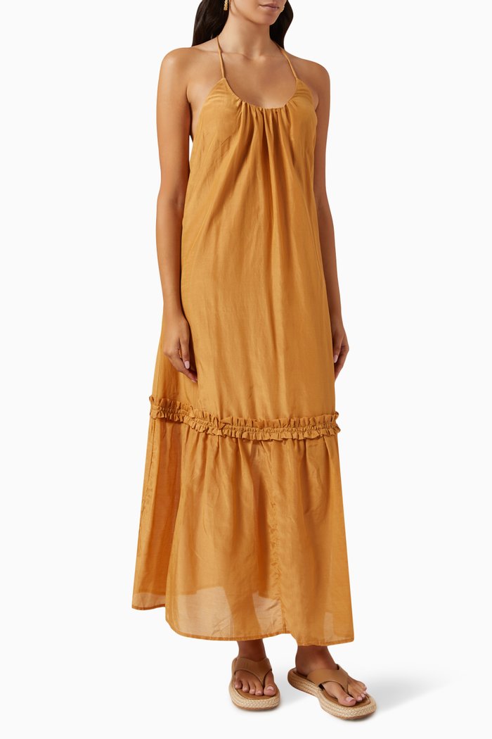 

Isobel Maxi Dress in Cotton-silk Blend, Brown