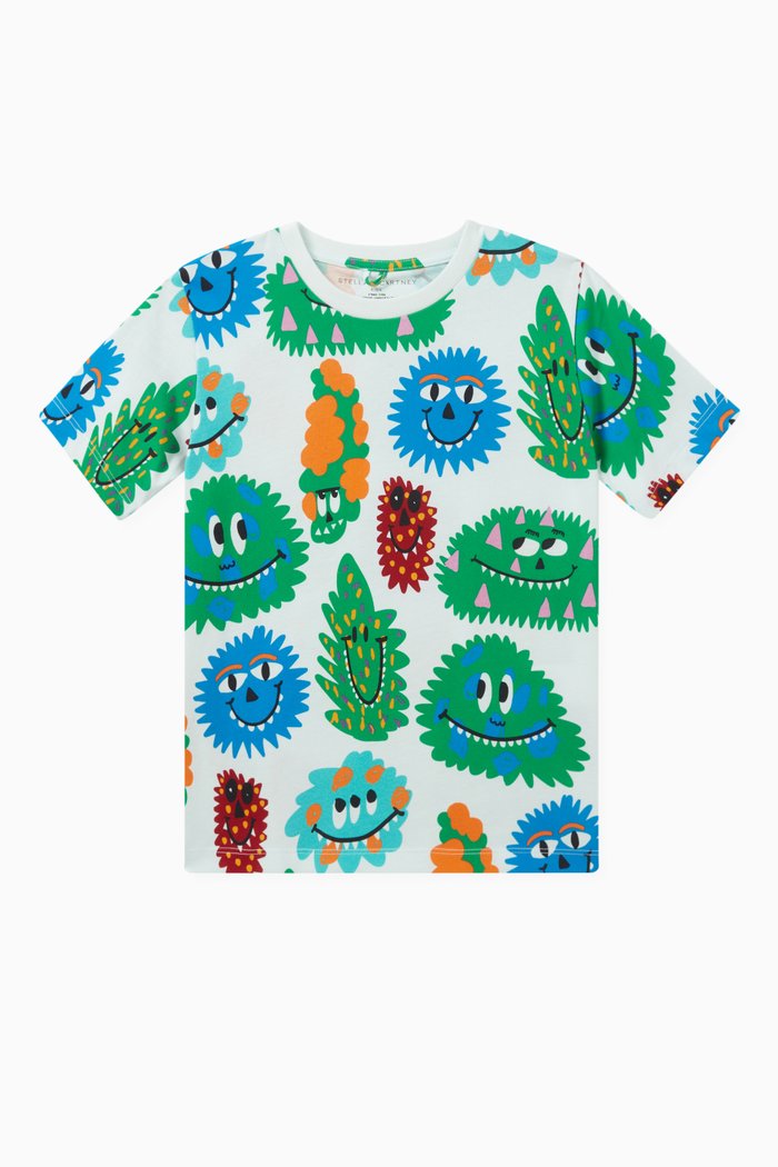 

Monster Print T-shirt in Cotton, Neutral