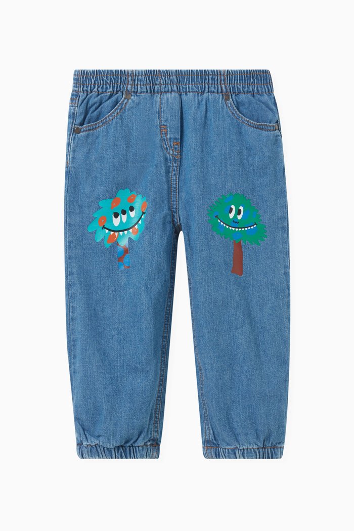 

Graphic-print Jeans in Denim, Blue