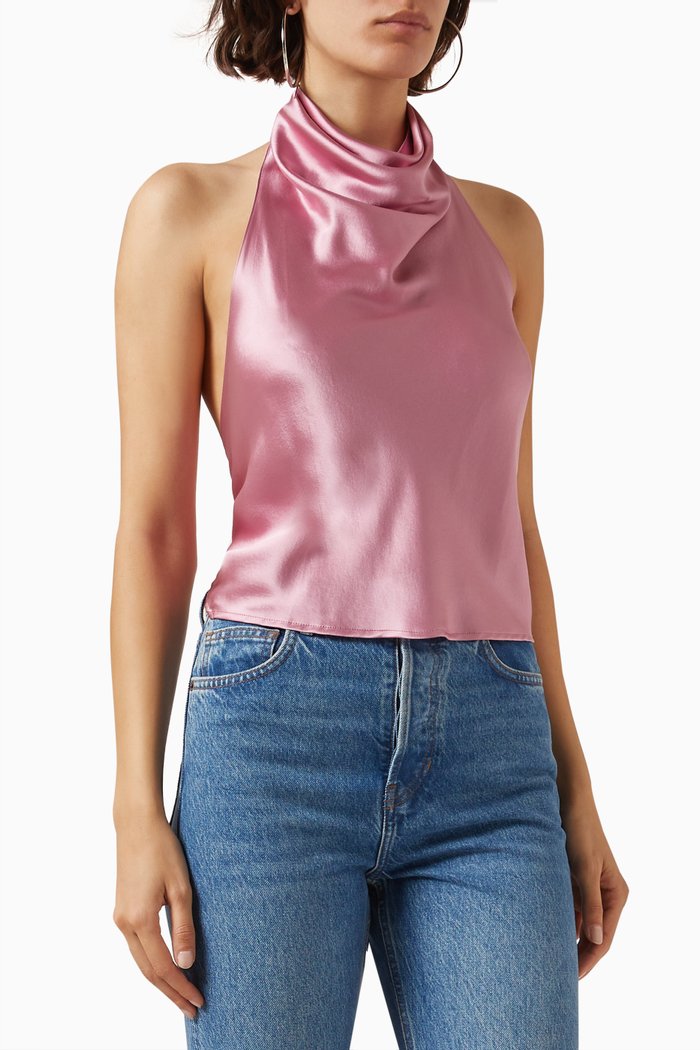 

Iman Halter Top in Silk-charmeuse, Pink