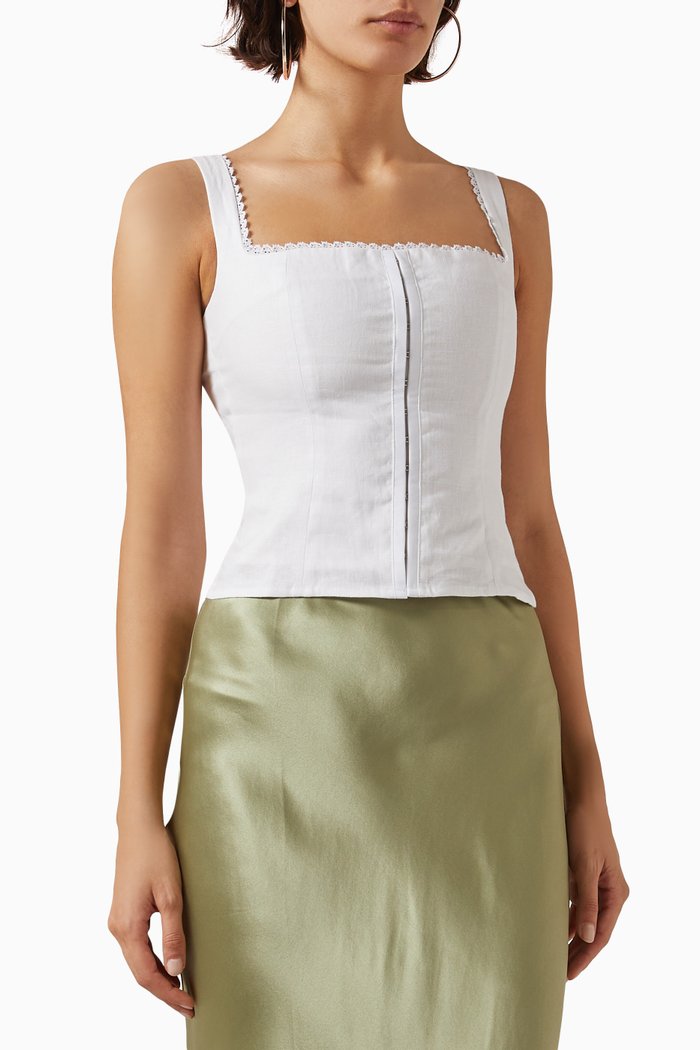 

Tagliatelle Top in Linen, White