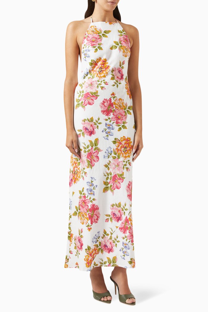 

Selia Maxi Dress in Linen, Multicolour