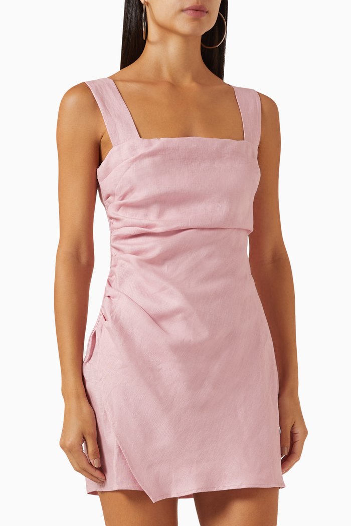 Kerrigan Mini Dress in Linen, Pink