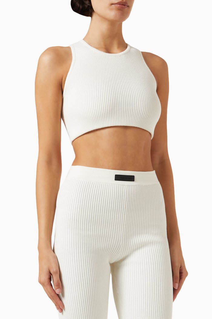 

Sports Crop Tank Top in Cotton-blend, White